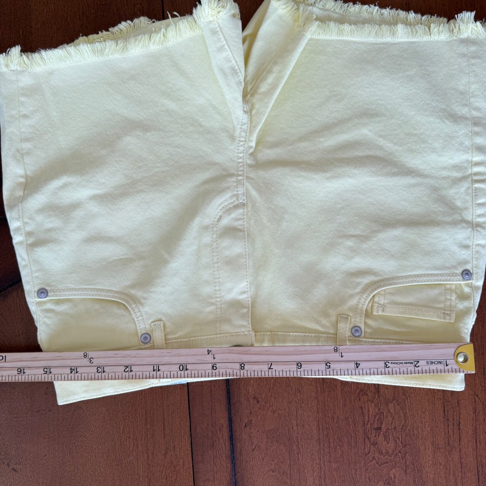 NWT LOFT The Cut Off Short High Rise Yellow Frayed Hem Denim Shorts Womens‎ 27/4 - Picture 5 of 7